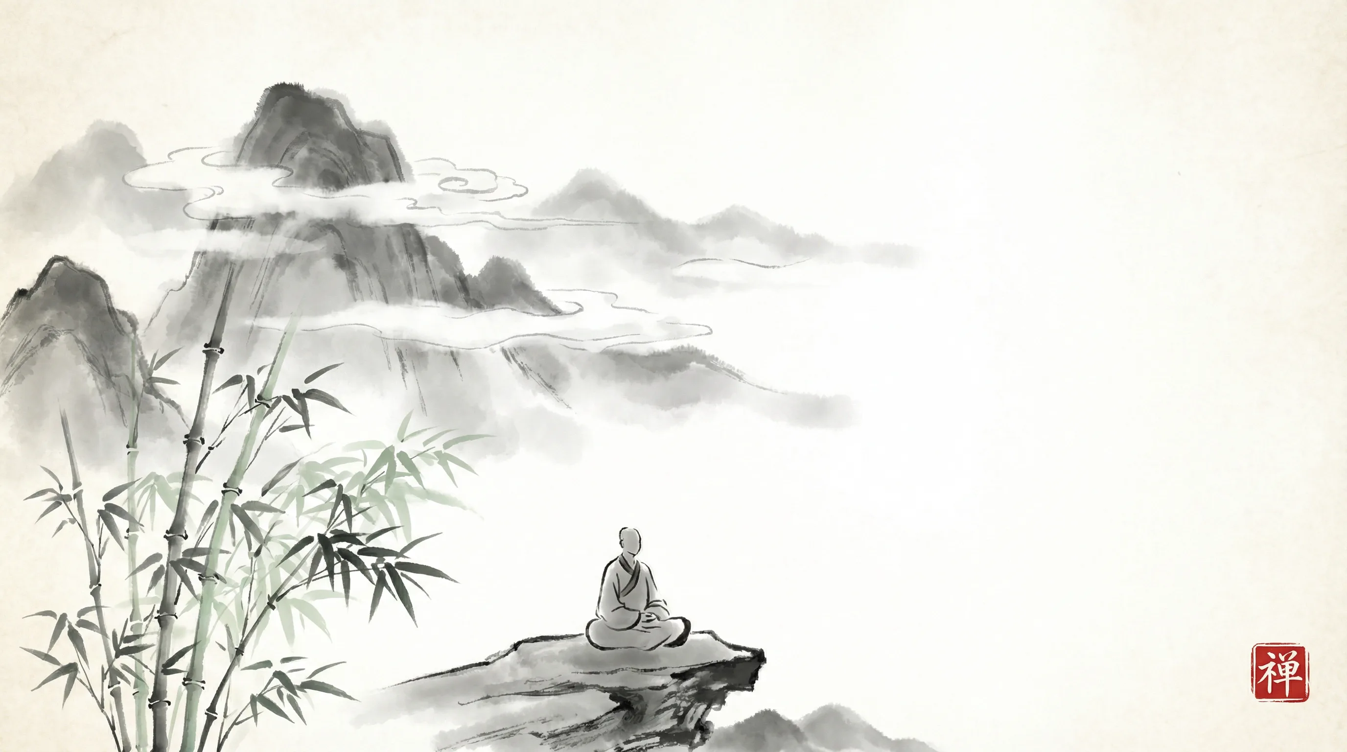 排列五 书斋水墨山水全景